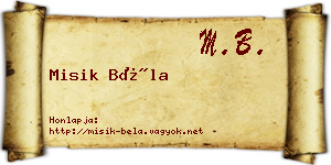 Misik Béla névjegykártya